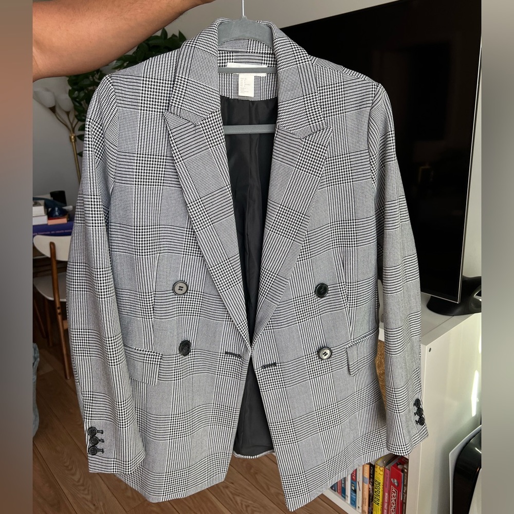 Black and white plaid blazer